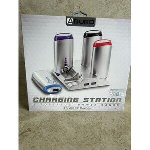 Aduro Charging Station - 4 Portable Power Banks Docking Station 4400mAh Each